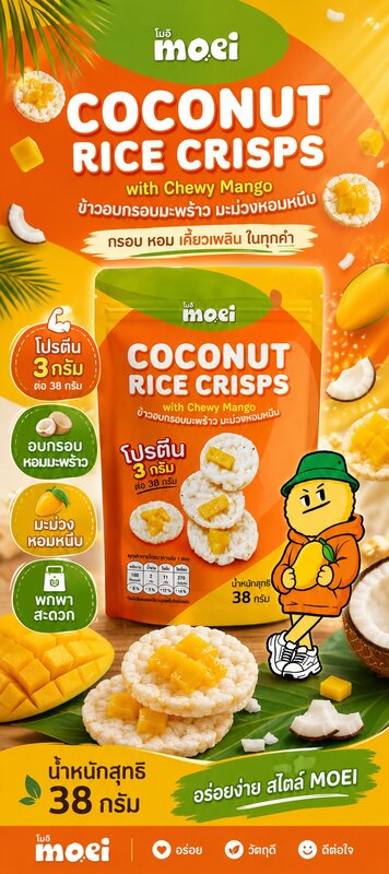Coconut Rice Crisps with Chewy Mango